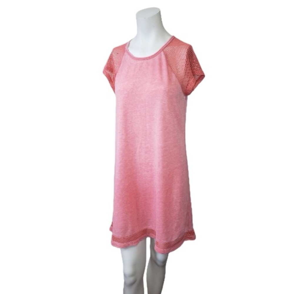 Others Follow medium mini dress coral mesh short sleeve